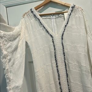 White Eyelet and Raw Edge Swim Coverup